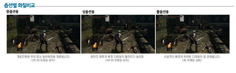 다크소울2 PC 옵션별 화질비교